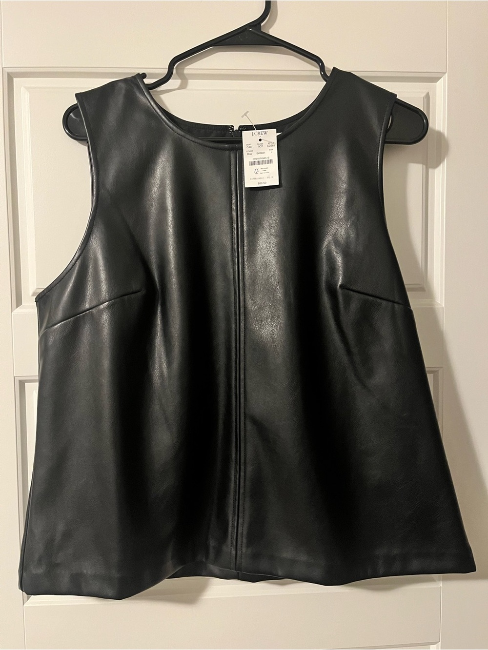 J. Crew Black Faux Leather Sleeveless Shell Top